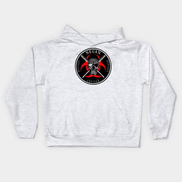 Biohazard Negan Lucille Bat Ring Patch Kids Hoodie by Ratherkool